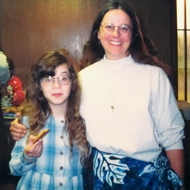 Olivia and Kate after a 1996 recital.