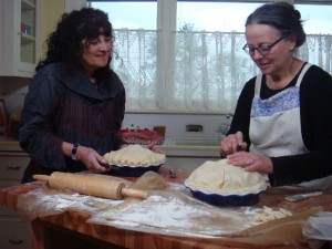 Ruth Reichl and me making pie.